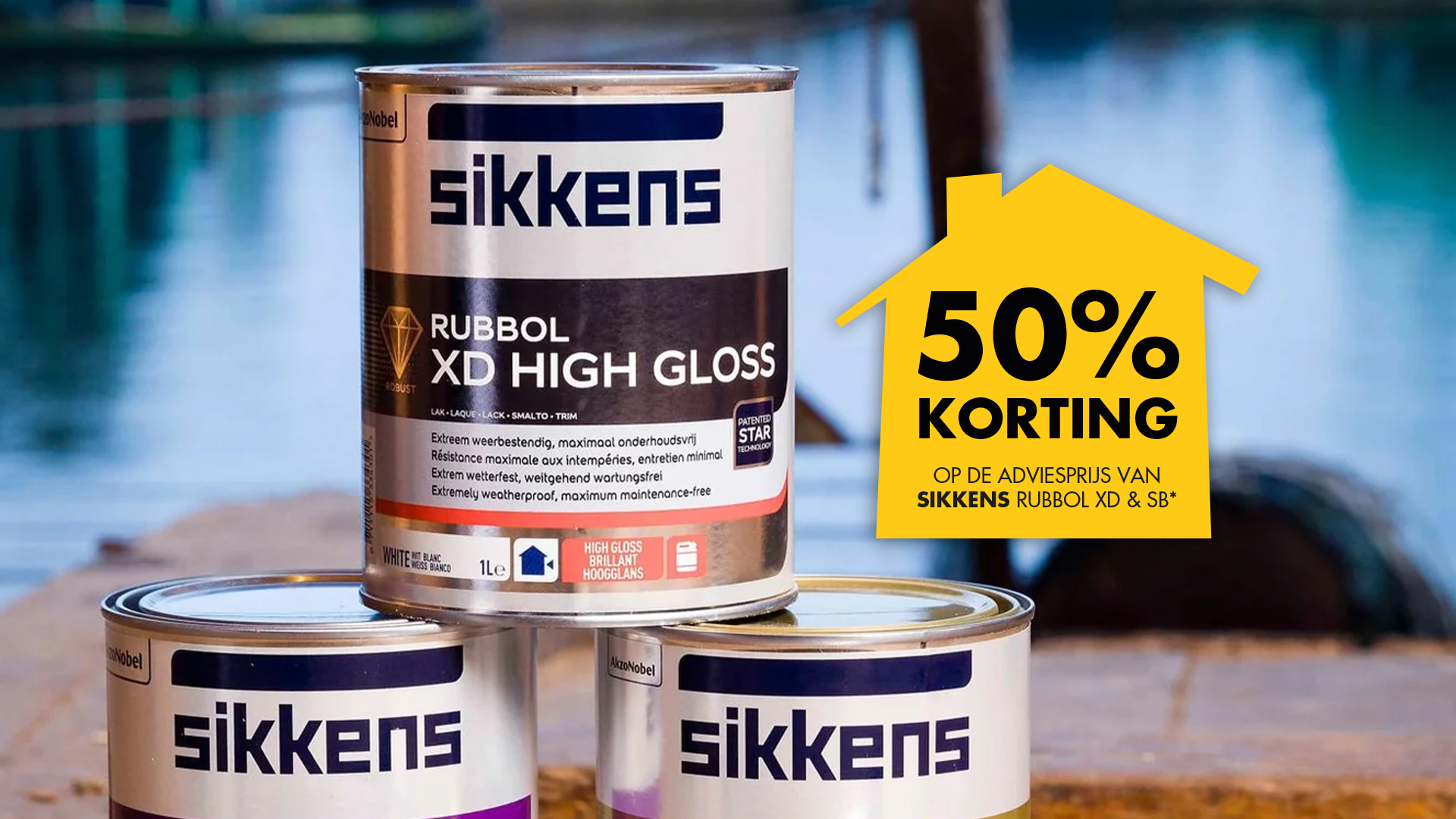 50% korting op de adviesprijs van Sikkens Rubbol XD & SB